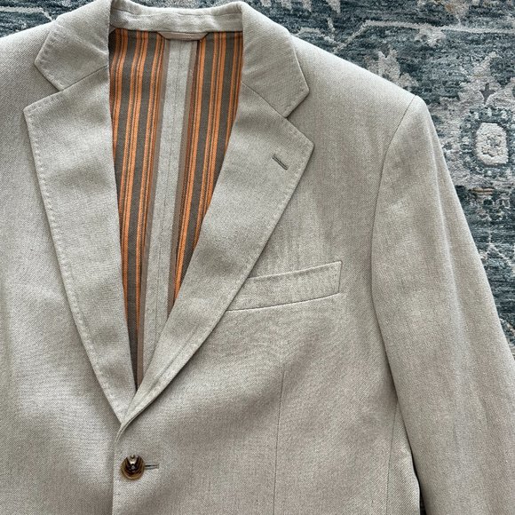 HERMES Mens linen and cotton neutral sport coat blazer jacket - Picture 3 of 11